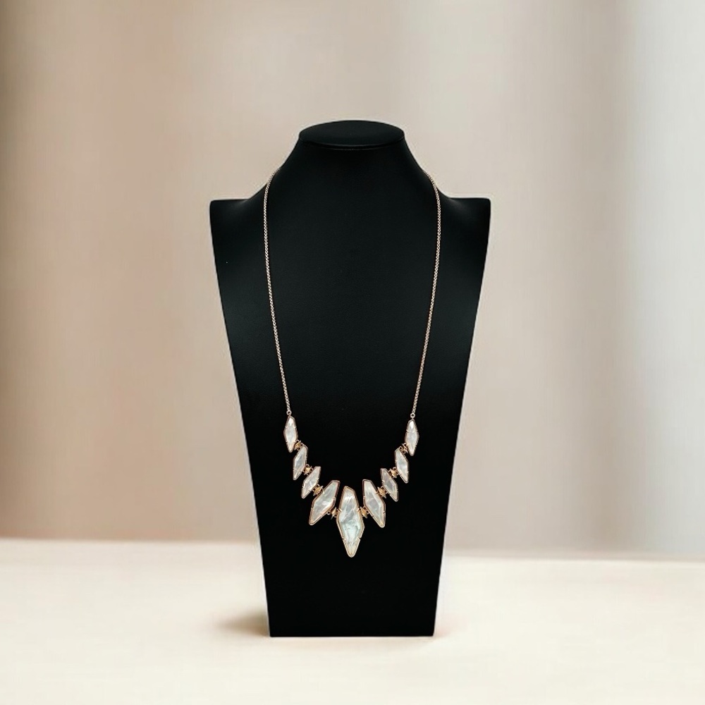 Kendra Scott ‘Bernice’ Necklace –Rose Gold & Mother of Pearl –Adjustable 36” EUC